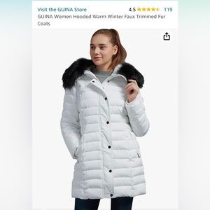 NWOT white winter coat with fur lined hood, size small